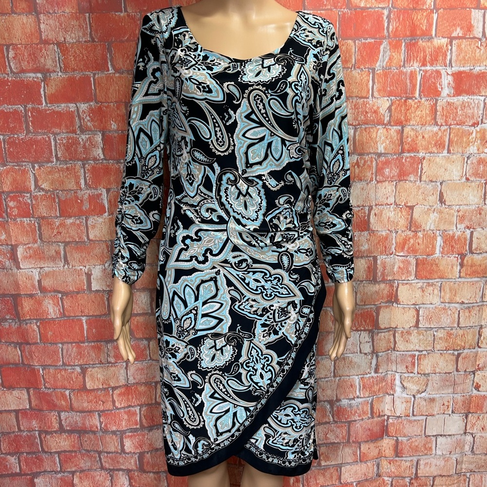 INC International Concepts Side Ruched Paisley Print Jersey Knit Dress